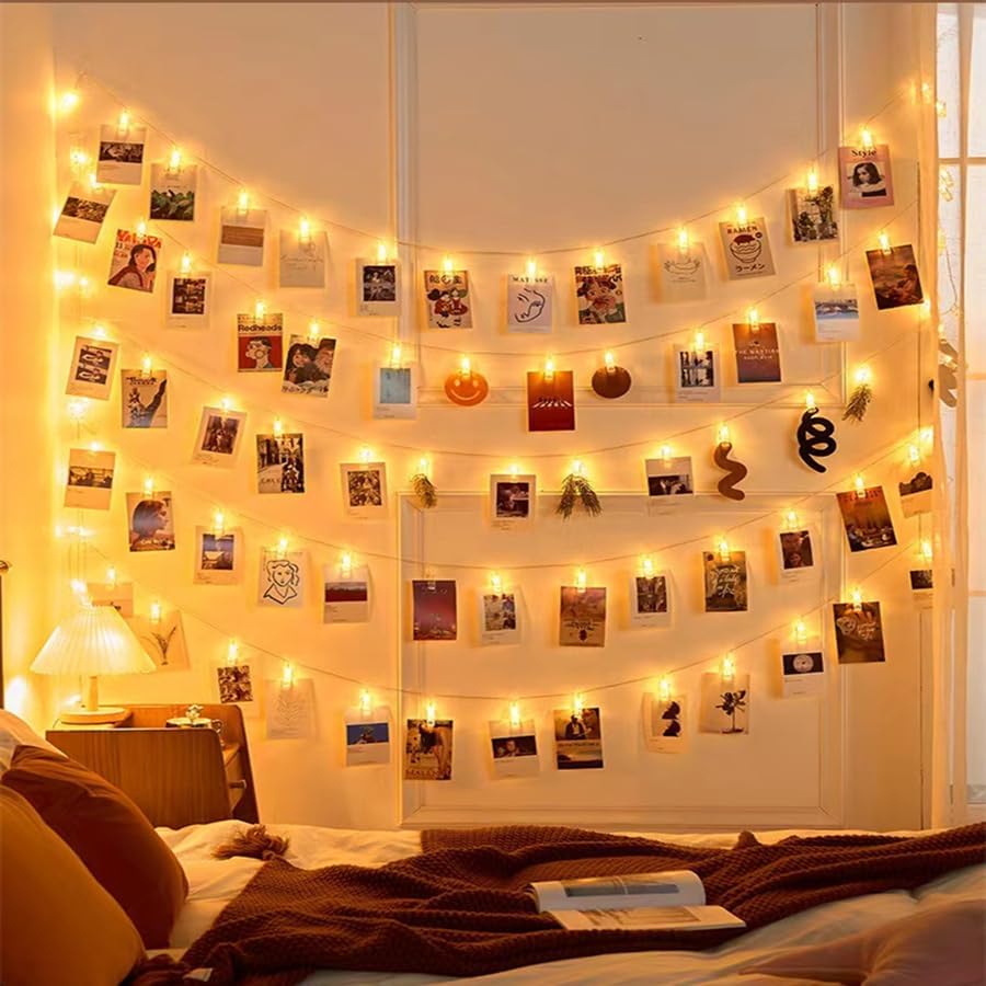 Skiennix 20 LED Photo Clip Starry Lights - Remote-Controlled Fairy Twinkle Lights for Home Decor | Perfect for Christmas, Halloween, and Weddings