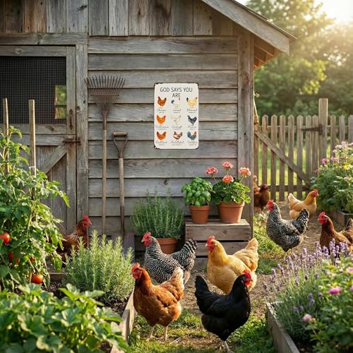 God Says You Are Amazing Chicken Tin Sign, 8x12 Farmhouse Wall Decor