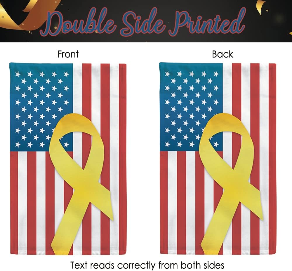 Remember Our Troops Patriotic Garden Flag - USA Flag with Yellow Ribbon | Double-Sided 12.5x18 Inch