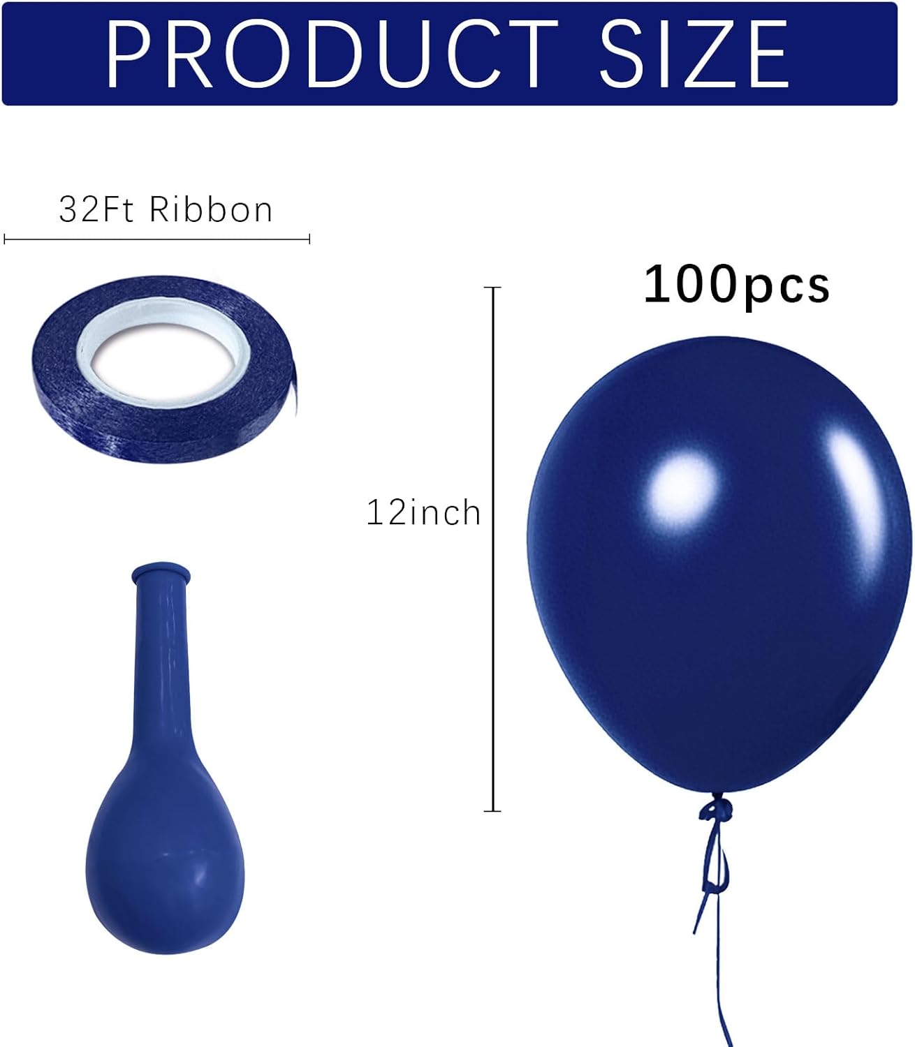 Skiennix Navy Blue Latex Balloons - 100 Pack of 12-Inch Round Balloons for Weddings & Parties