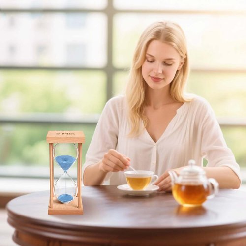 ABXKZ 15 Minute Sand Timer, 15 Min Wood Small Hourglass Timer, Blue Sand Clock, Wooden Hour Glass for Classroom, Sandglass, Reloj De Arena Decorativo, Home, Office, Game, Gift