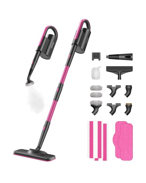 Schenley 19-in-1 Steam Mop Dual-Rod Design with Detachable Handheld Steamer for Walls, Grouts, Hard Floors, Tiles, includes Multi-purpose Accessories, Washable Microfiber Pads and Disposable Pads