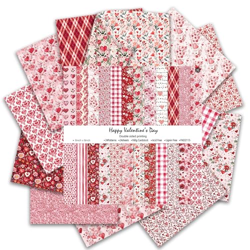 24 Sheets Pink Boho Scrapbook Paper – Double-Sided Craft Paper 6x6