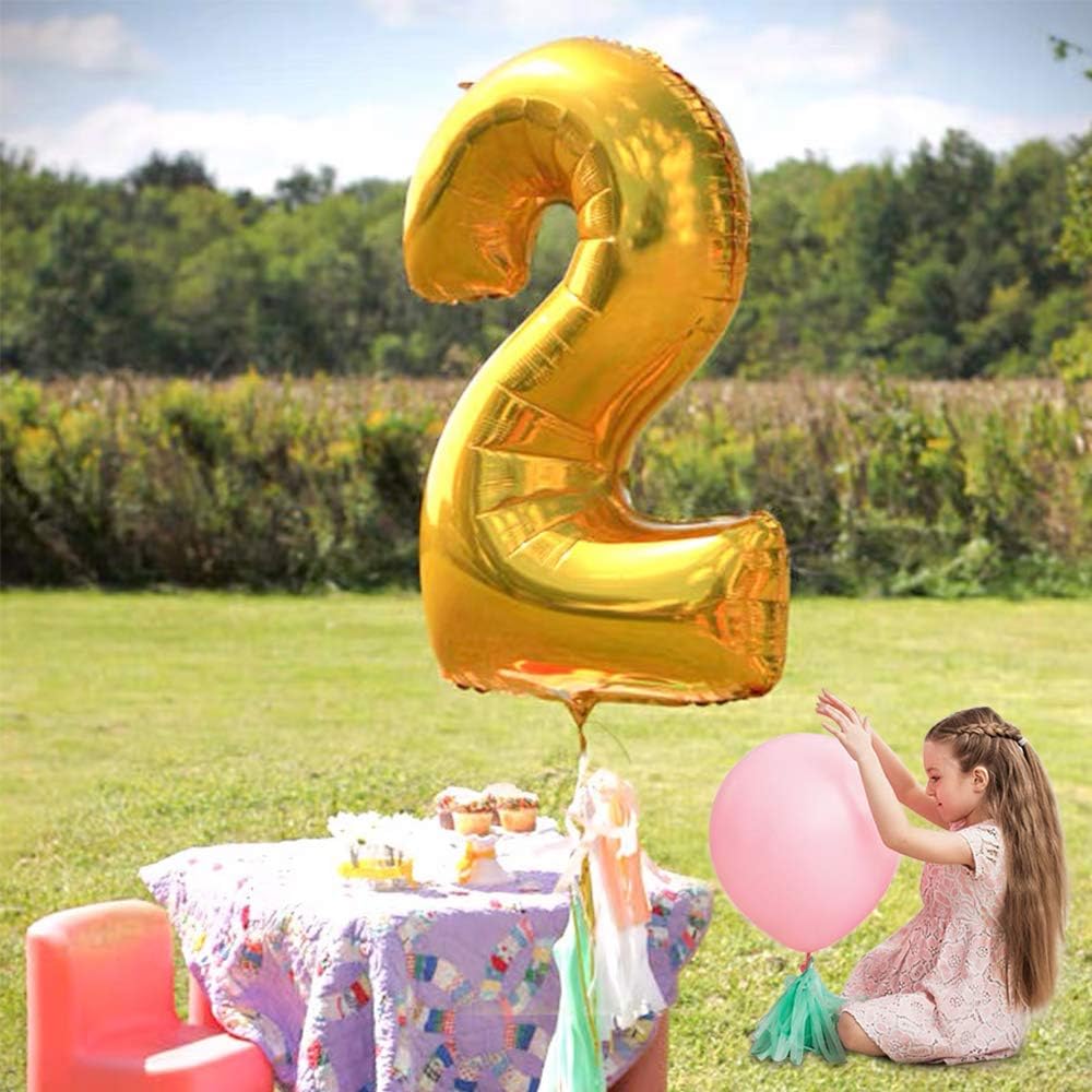 TONIFUL 40 Inch Gold Number Balloons | Large Foil Mylar 0-9 for Graduation, Weddings & Parties
