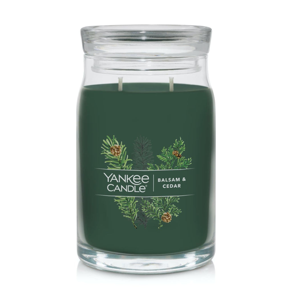 Yankee Candle Balsam & Cedar Scented Signature 20oz Large Jar 2-Wick Candle Over 60 Hours of Burn Time