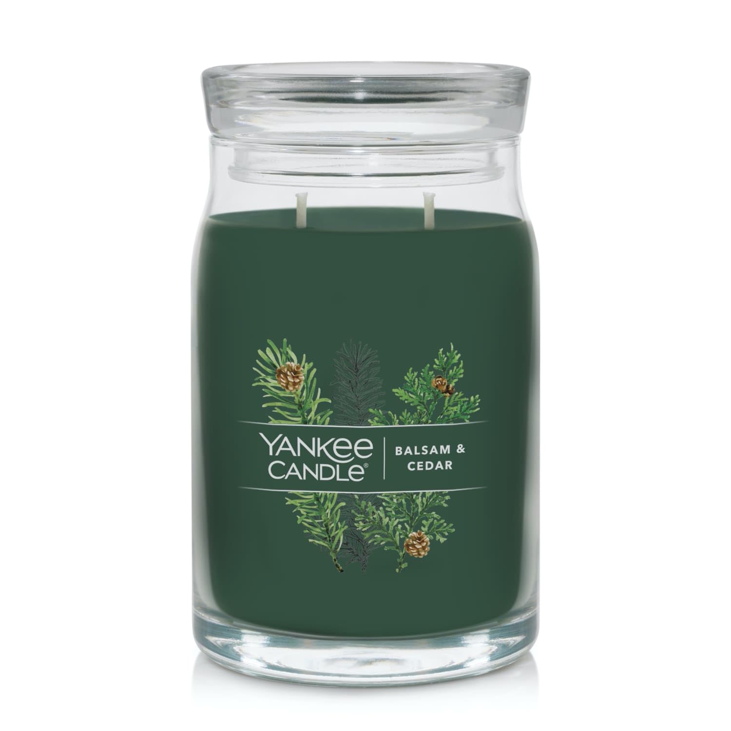 Yankee Candle Balsam & Cedar Scented Signature 20oz Large Jar 2-Wick Candle Over 60 Hours of Burn Time