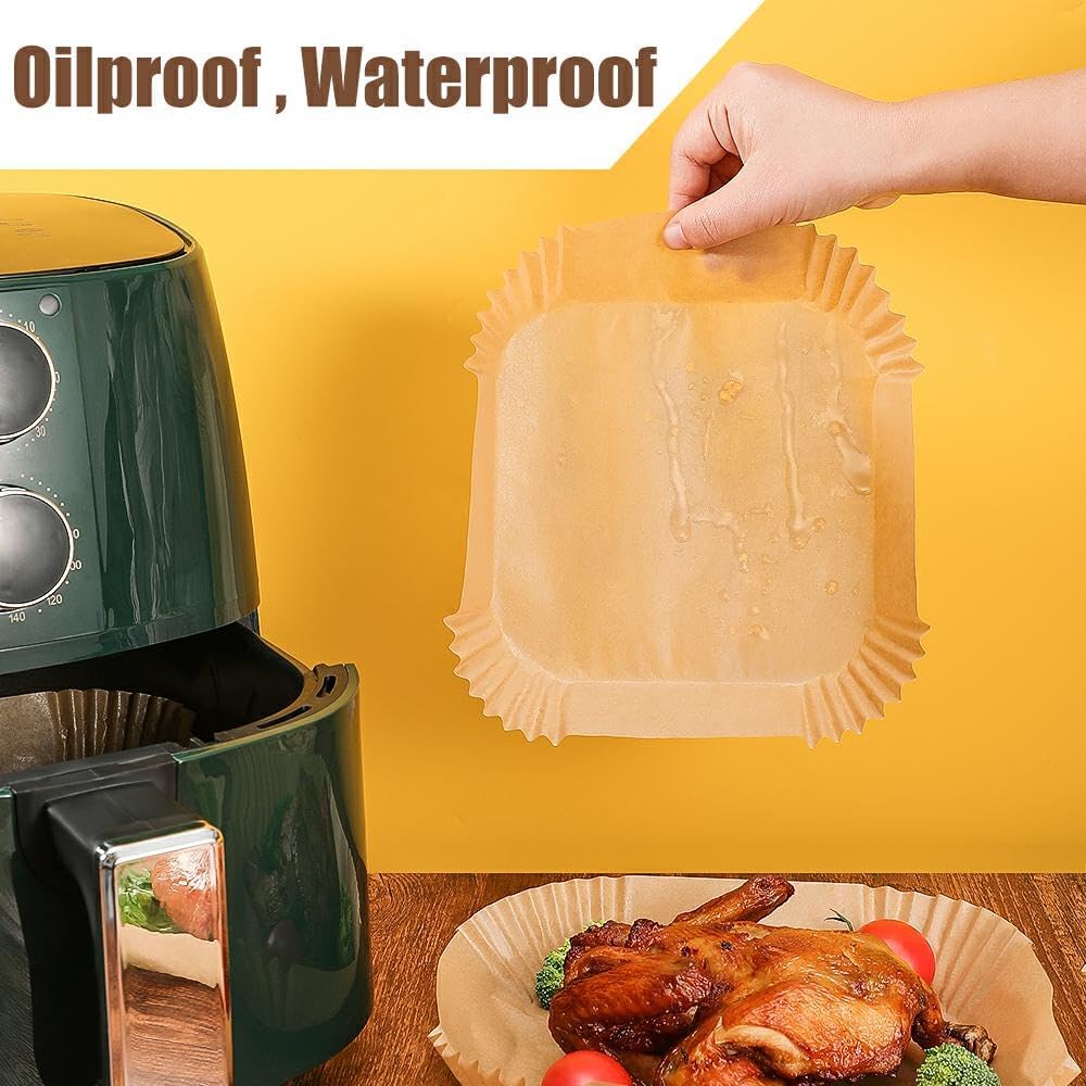 Skiennix 9.5 Inch Disposable Paper Air Fryer Liners - 130 Pcs Non-Stick & Oil-Proof for 5-8 Qt Fryers