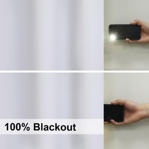 Chyhomenyc Window Blackout Curtain Liners with 18 Rings, Thermal Insulated 100% Blackout Liner for 84 Inch Curtains, Each 50Wx80L, 2 Liners Per Set with 18 Pieces Rings