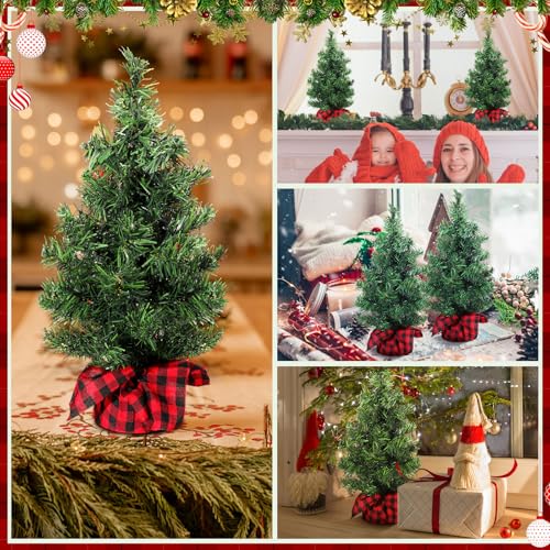 12 Pcs Mini Artificial Christmas Trees - 11.81 Inch, Unlit Tabletop Decor Set