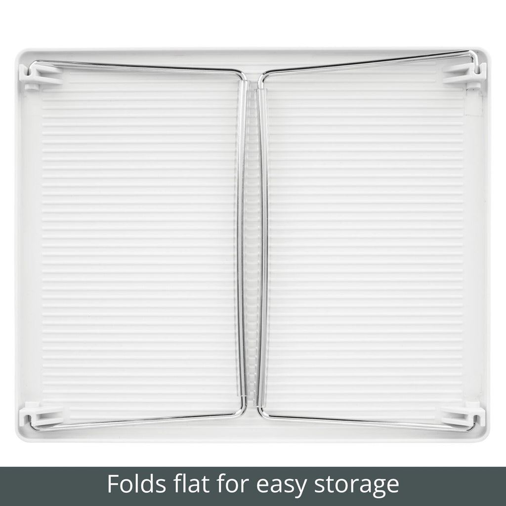 mDesign Metal Stacking Storage Organization for Shelves Inside Closet in Bedroom, Bathroom, Hall, or Entryway - Organizer Stand for Clothing, Linen, Household Items, Ligne Collection, 2 Pack, White