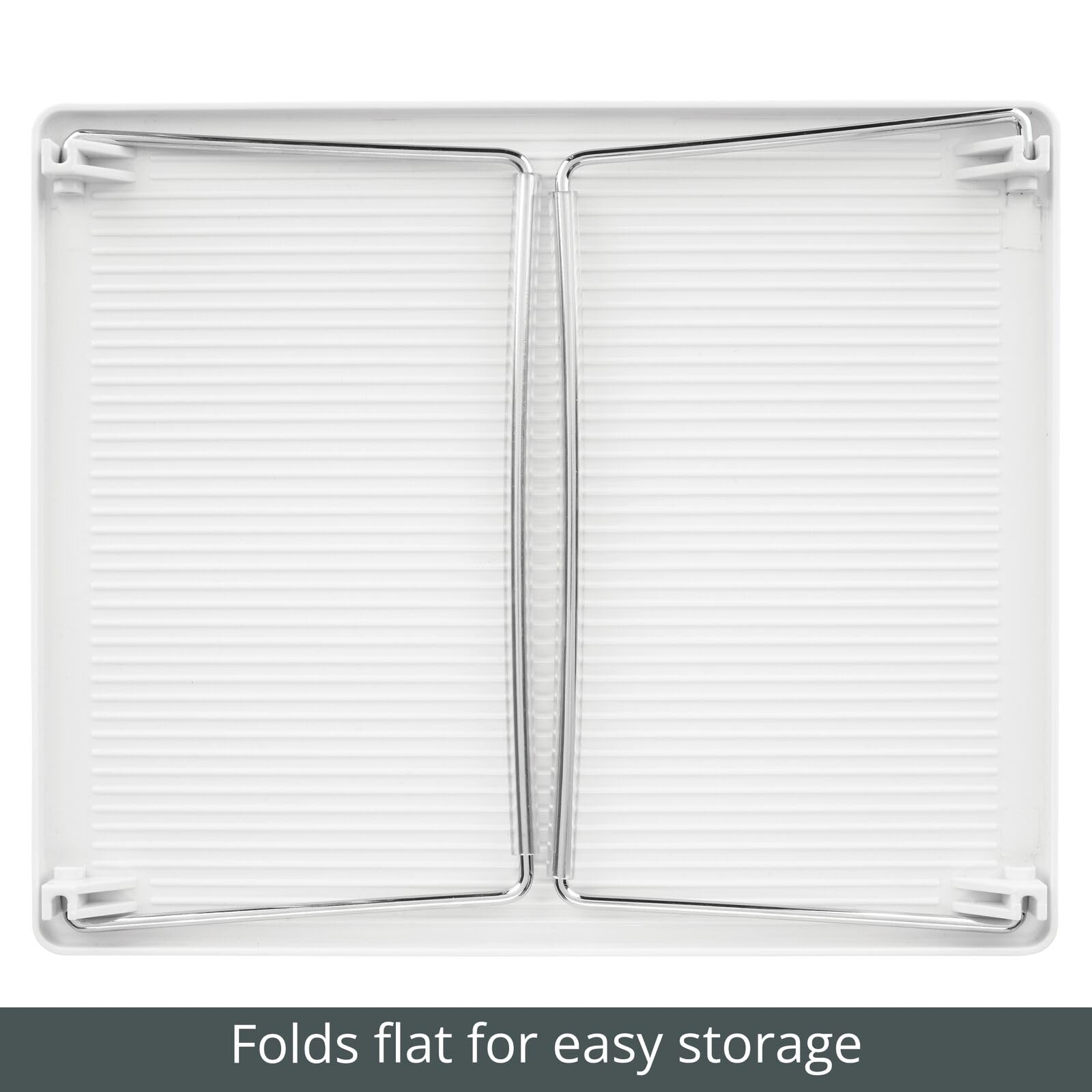 mDesign Metal Stacking Storage Organization for Shelves Inside Closet in Bedroom, Bathroom, Hall, or Entryway - Organizer Stand for Clothing, Linen, Household Items, Ligne Collection, 2 Pack, White