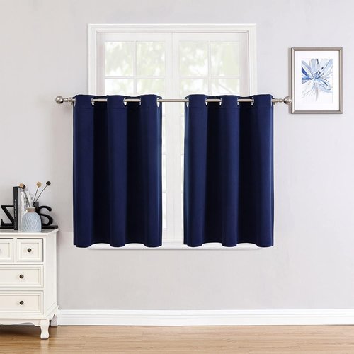 ChrisDowa Small Window Curtains - Grommet Thermal Insulated Room Darkening Panels, Navy Blue (42 x 36 Inch)