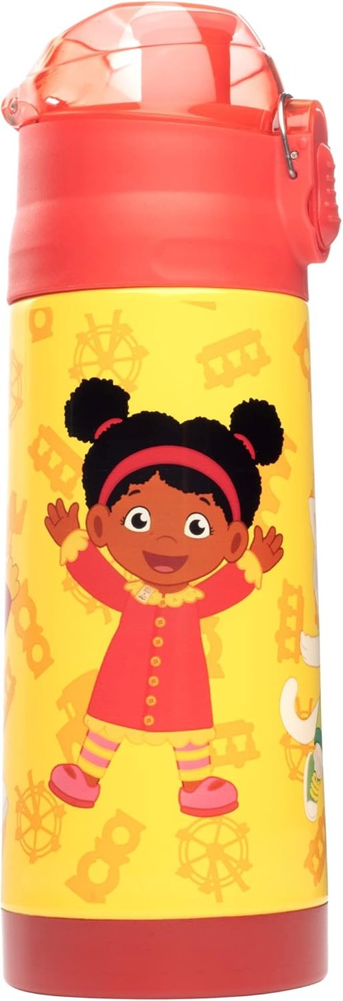 Daniel Tiger Stainless Steel Water Bottle - 13 oz Double Wall Insulated, Spill Proof Lid with Straw - Yellow
