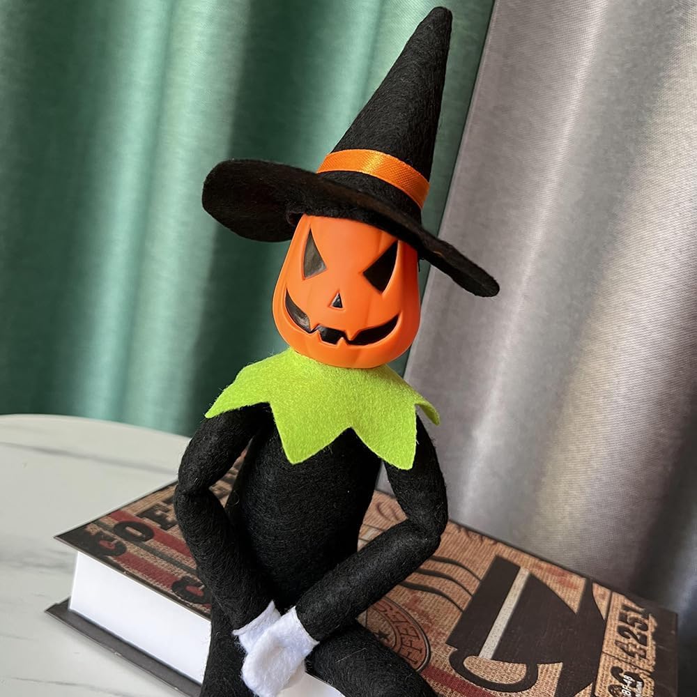 Rugwun Halloween Pumpkin Elf Doll - 14-Inch Handmade Stuffed Toy for Halloween & Christmas Decor