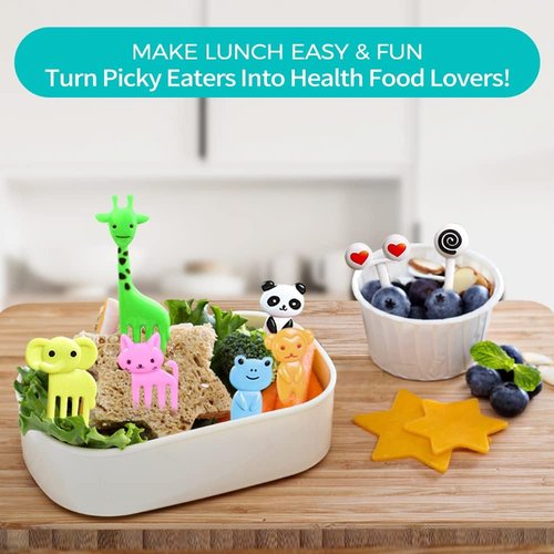 FATLODA 156PCS Animal Food Picks - Fun Bento Box Accessories for Kids | Reusable Lunchbox Picks