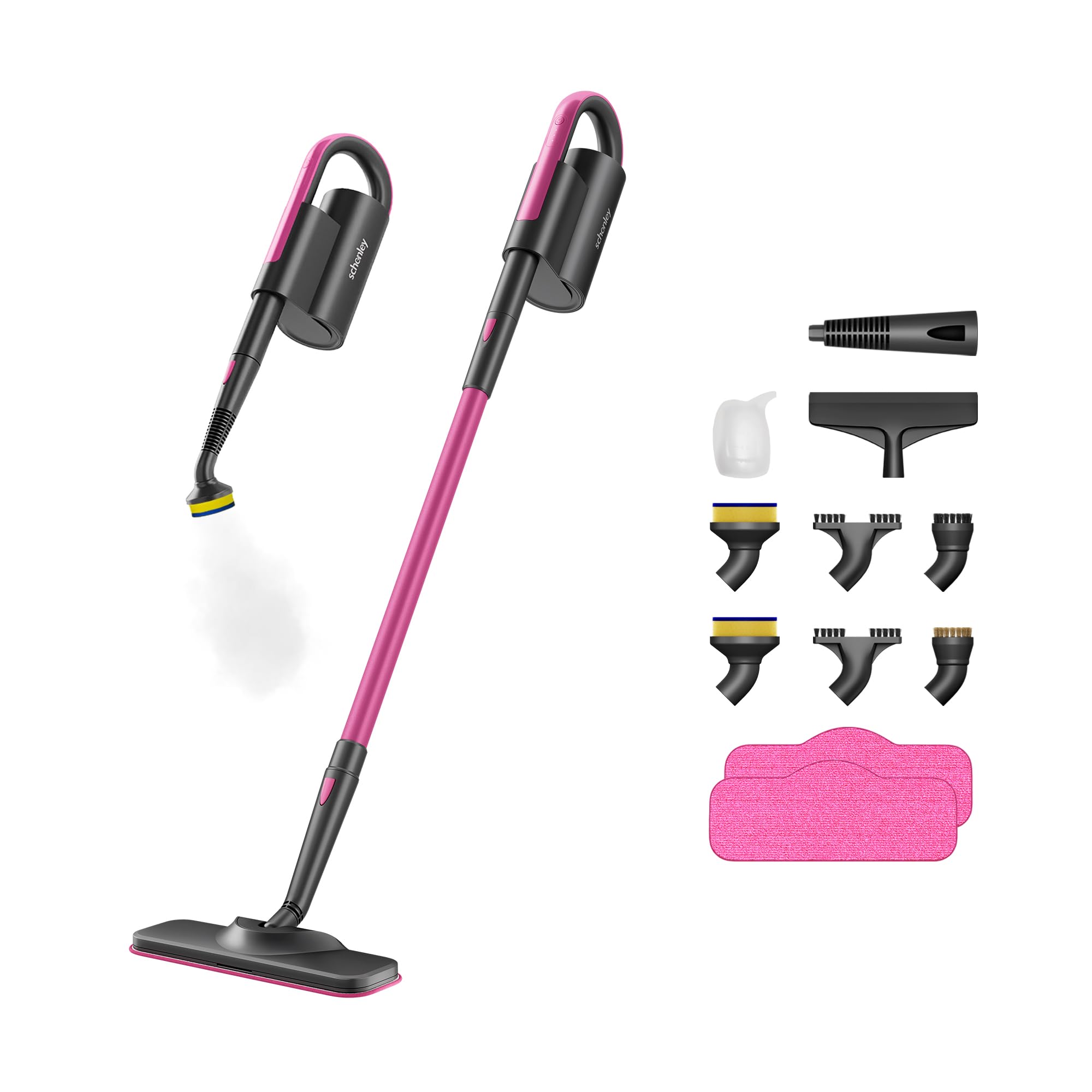 Schenley Steam Mop Cleaner with Detachable Handheld Steamer for Cleaning Hardwood, Laminate Floor, Tiles and Grout, with 14-in-1 Multi-purpose Accessories and Washable Microfiber Pads