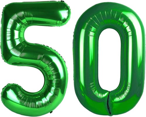 Green Number 50 Balloon - 40 Inch 50th Birthday Decorations for Men & Women | St. Patrick's Day Theme