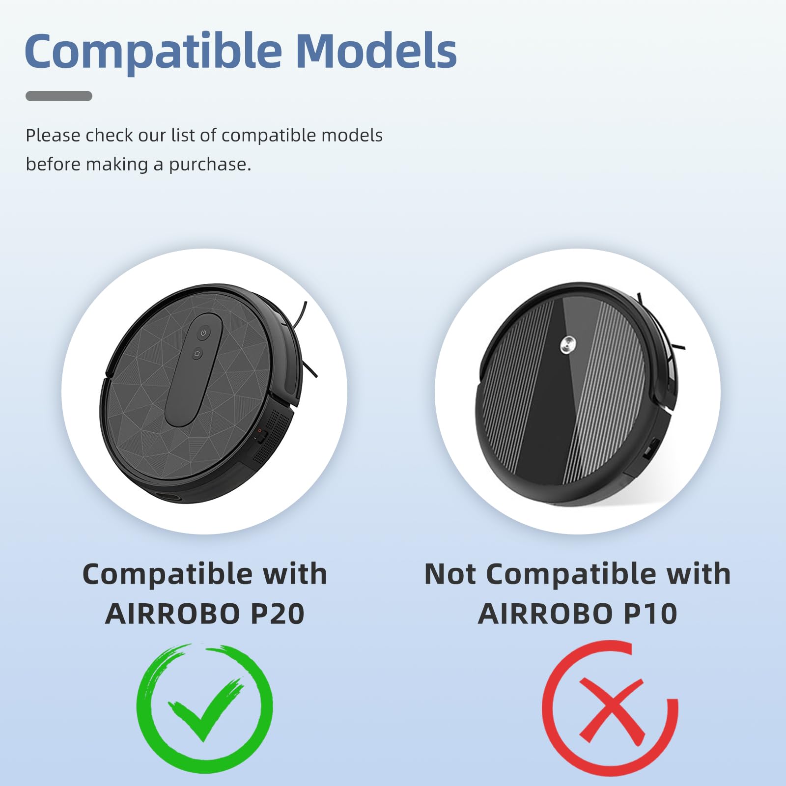 Replacement Parts Compatible with AIRROBO P20 Robot Vacuum Cleaner Spare Parts Accessories 1 Main Brush 6 HEPA Filter 6 Side Brushes, 𝐍𝐎𝐓 𝐟𝐨𝐫 𝐓𝟐𝟎 / 𝐓𝟐𝟓 / 𝐓𝟑𝟎 / 𝐏𝟑𝟎