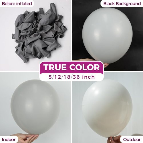 Bezente Gray Latex Party Balloons - 150 Pack of 5-Inch Matte Pastel Grey Helium Balloons for Celebrations
