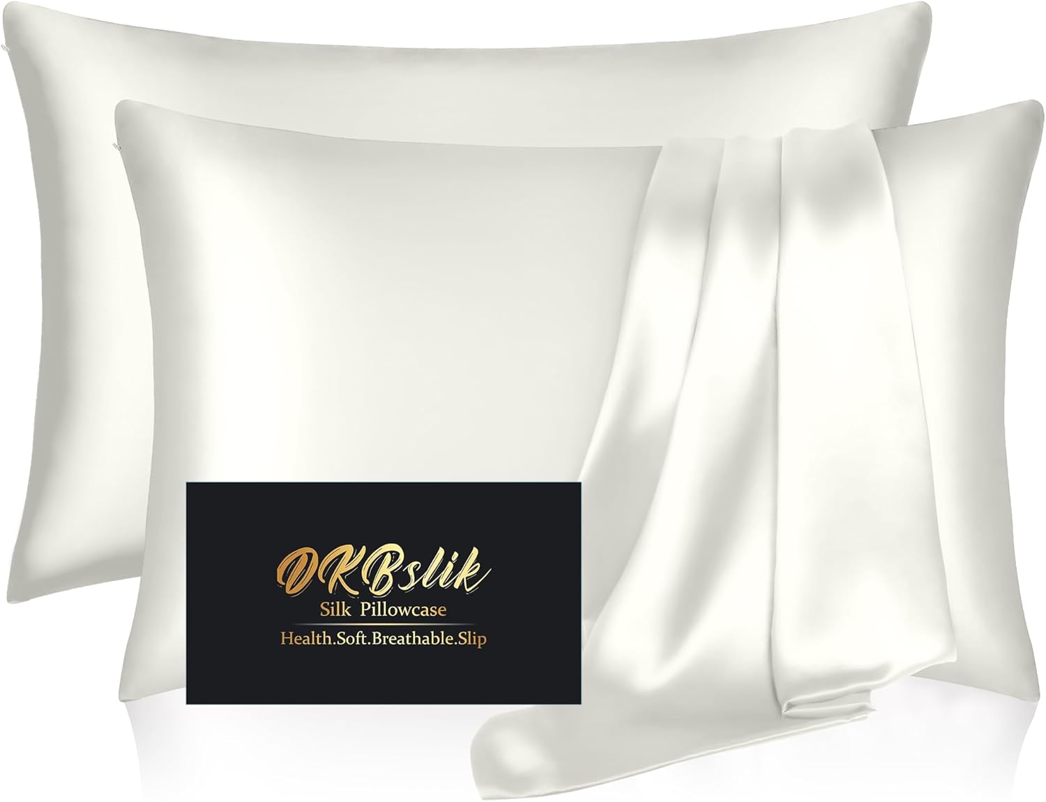 Mulberry Silk Pillowcase Set - Anti-Acne Queen Size 2-Pack | Luxurious Natural Silk Satin, Ivory