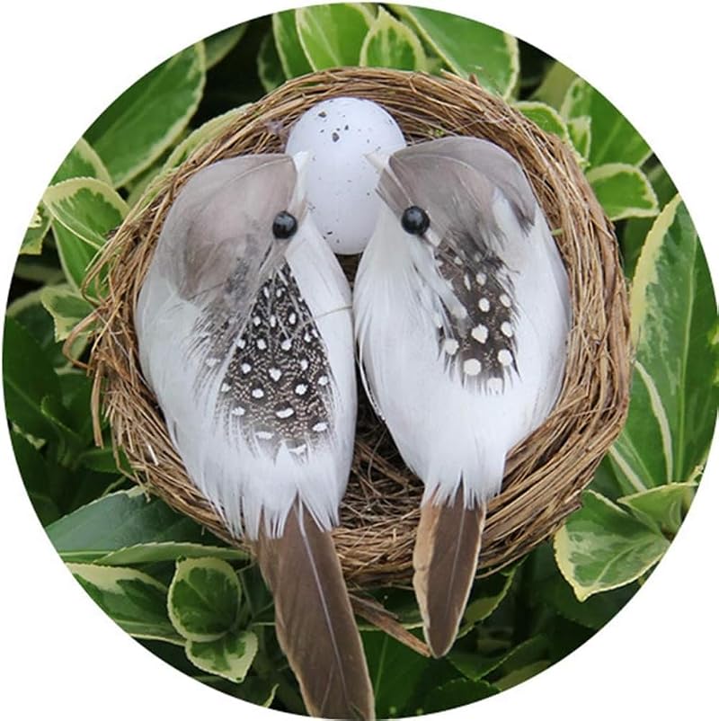 Realistic Feathered Bird Nest with Eggs Ornament for DIY Crafts and Home Decor