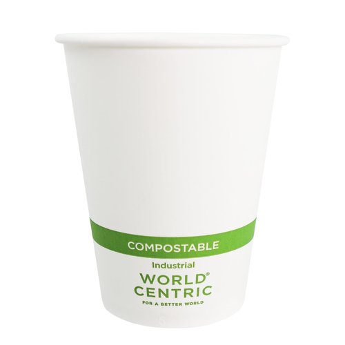 World Centric Compostable Cups 12 oz - Paper Hot Cups Made from Plants - 200 Pack