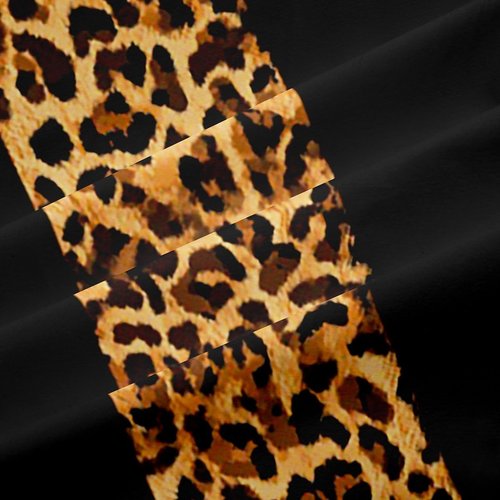 Manfei Leopard Print Blackout Curtains Red Brown Black Stripes Window Drapes, Wild Animal Cheetah Skin Window Treatments for Kids Boys Girls Room Decor, Grommet Top 2 Panel Set Curtains, 42Wx63L inch
