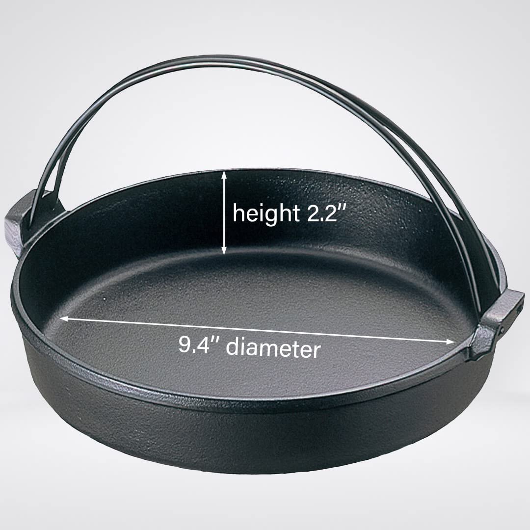 TIKUSAN Japanese Cast Iron Hot Pot Sukiyaki Nabe Pan Made in Japan (9.4" (24cm))