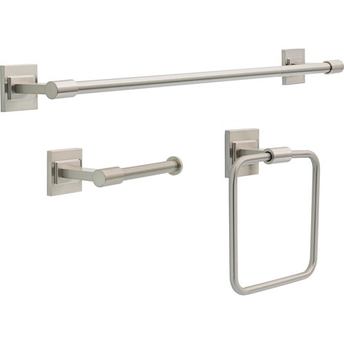Delta Faucet McLaren 3-Piece Bathroom Set, SpotShield Brushed Nickel, 18"/24" Towel Rack, Toilet Paper Holder, Ring MCL63-BN