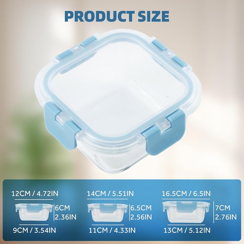 BYLWORKOUT Glass Storage Containers - 24 Piece Leak Proof Set, Dishwasher Safe for Meal Prep | Blue