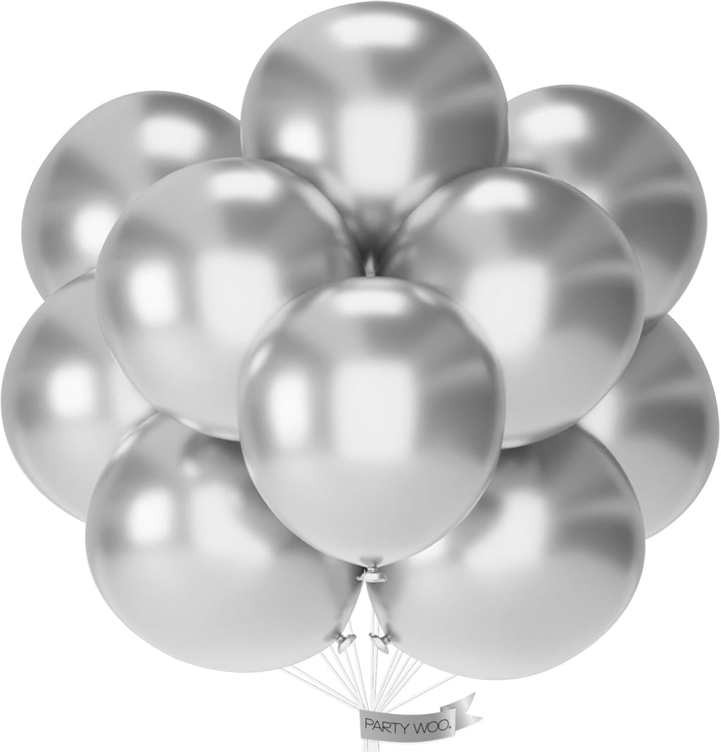 PartyWoo Silver Balloons - 20pcs 18 Inch Helium Latex Balloons for Weddings & Celebrations