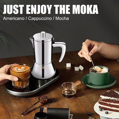DITOSH 12 Cup Thickened 304 Stainless Steel Moka Pot Stovetop Espresso Maker Cafeteras Italian Percolator Espress Makers Capable Greca Mocha Coffee Machine for Induction Home and Camping 600ml 20oz