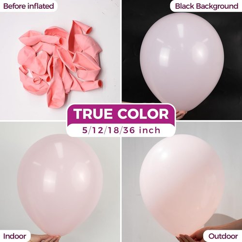 Bezente Pastel Pink Latex Party Balloons - 100 Pack of 12-Inch Round Helium Balloons for Weddings & Celebrations