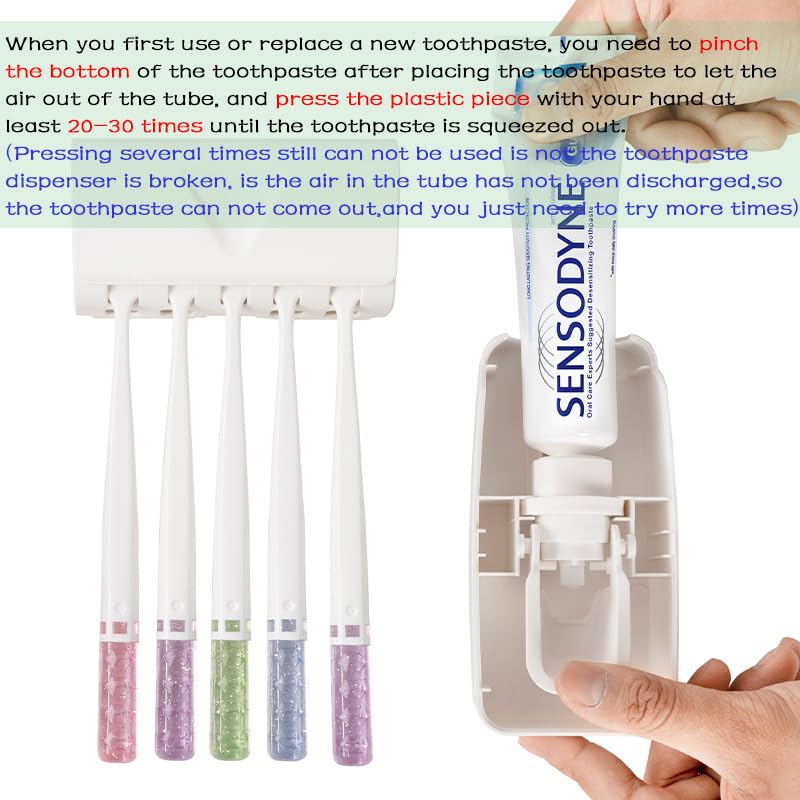 Black Toothbrush Holder & Automatic Toothpaste Dispenser Set, Hands-Free Bathroom Organizer