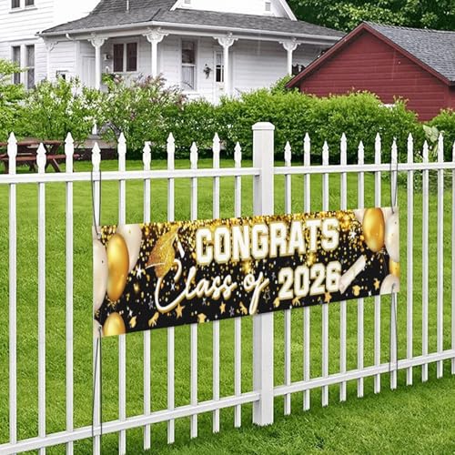 Class of 2026 Graduation Banner Backdrop Gold Party Supplies