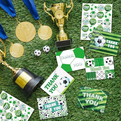 24 Pack Soccer Thank You Cards 4 x 5.25 Inches for Kids