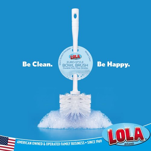 LOLA Classic Toilet Brush, 2 Pack, Durable Fiber Stiff Bristles, Compact Size, Non-Scratch, Long-Lasting