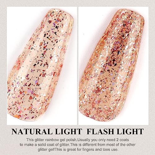 Imtiti Clear Nude Glitter Gel Nail Polish 0.5 fl oz UV LED Soak Off