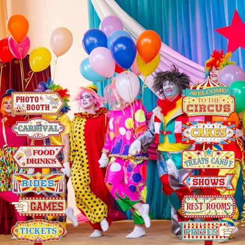 24-Pack Circus Directional Signs for Kids Carnival Party