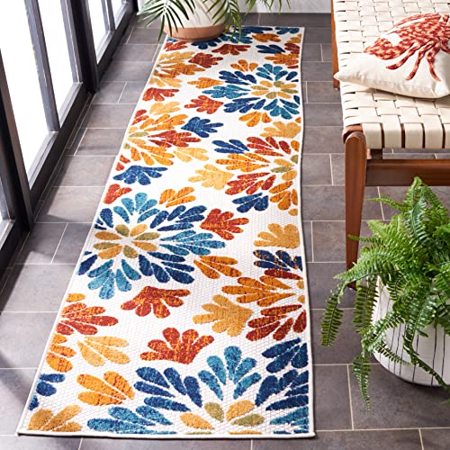 SAFAVIEH Washable Rug Outdoor Cabana Collection - 2' x 6' Runner, Cream & Red, Non-Shedding & Easy to Clean, Ideal for Patio, Backyard, Mudroom (CBN800A)