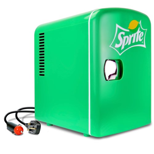 Coca-Cola Sprite SPO04, 4 Liter/4.2 Quarts 6 Can Portable Mini Cooler/Fridge for Food, Beverages, Baby Food, Skincare and Medications-Use at Home, Office, Dorm, Car, RV or Boat-with AC & DC Plugs