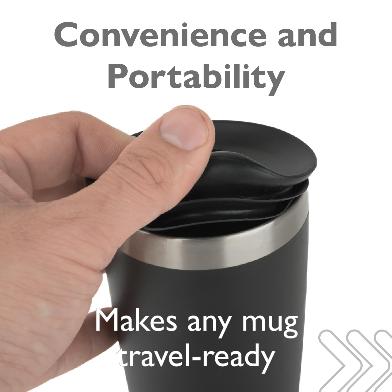 Porta Via Reusable Silicone Coffee Cup Lid - Medium Size, Black