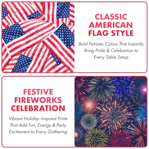 22-Pack Patriotic Disposable Paper Placemats - Reversible Design
