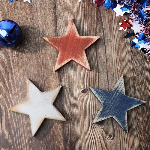 Classic 3 Pcs 4th of July Wooden Star Signs - Tiered Tray Decor