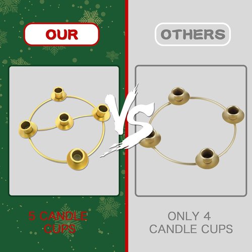 Advent Wreath Candle Holder - Elegant Gold Design for Tapered Candles | Perfect for Christmas Decor