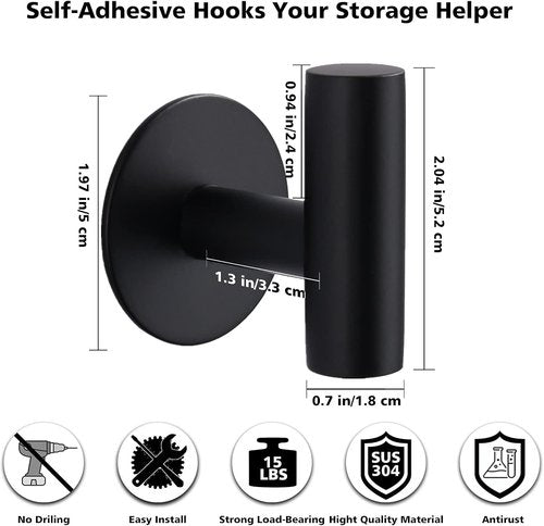 Bntuk Heavy-Duty Adhesive Hooks - Stainless Steel Waterproof Coat & Towel Holders | 2 Pack