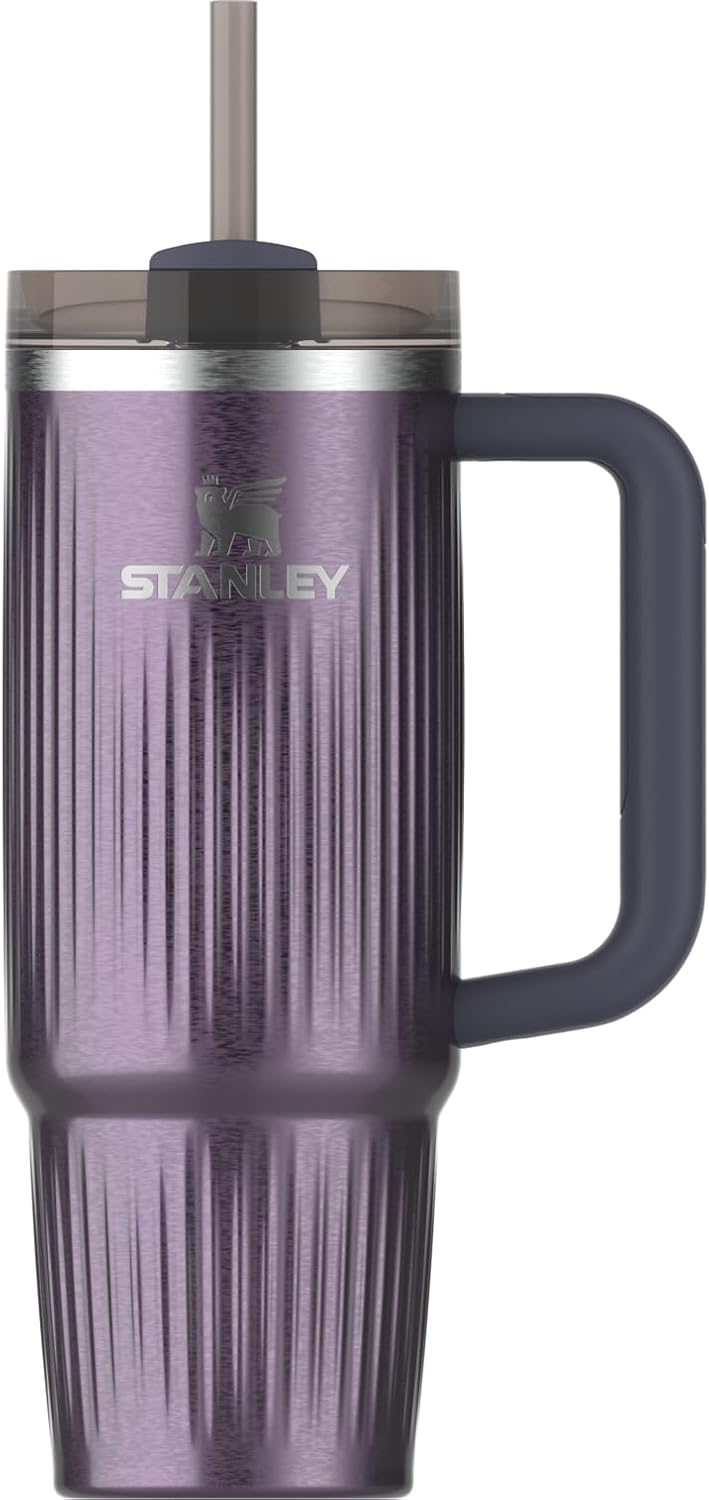 STANLEY Quencher H2.0 Tumbler - Insulated 30 oz Stainless Steel Cup with Handle & Straw | BPA-Free | Fluted Wisteria Shine