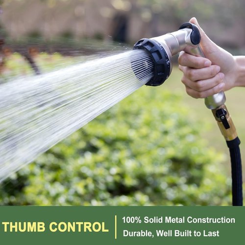 FANHAO Heavy Duty Metal Garden Hose Nozzle - 8 Spray Patterns for High Pressure Watering | Ideal for Lawns & Pets