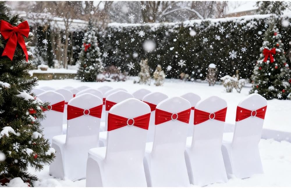 Spandex Red Chair Sashes by [Brand Name] - 50 Pack Elegant Chair Bands for Wedding & Party Decor