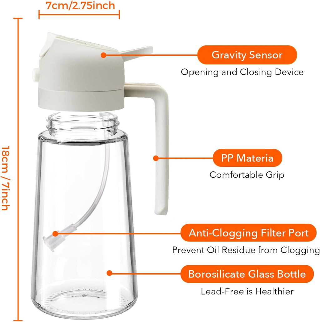 YARRAMATE Glass Olive Oil Sprayer - 16oz Food Grade Premium Spray Bottle for Cooking | Creamy White